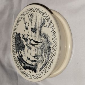 Vintage Trinket Box Etched HORSES 🐎 Scrimshaw Detail in High Gloss Acrylic